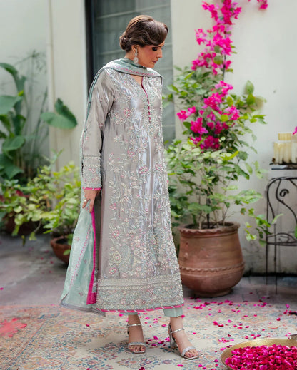 Mushq | Sunehri Lama Silk | Resham - Formal Dress - available at Maria Faisal in UK and USA.