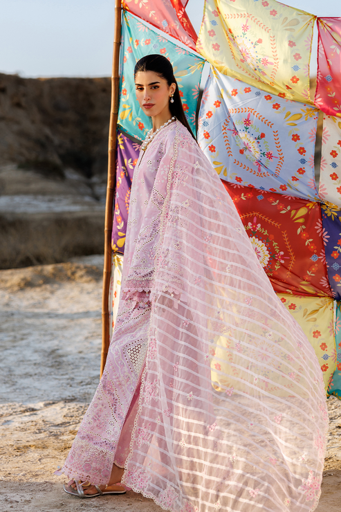 Emaan adeel | Sunlit Groove Luxury Lawn 26 | SUMMER SORBET - Luxury Dress - available at Maria Faisal in UK and USA.