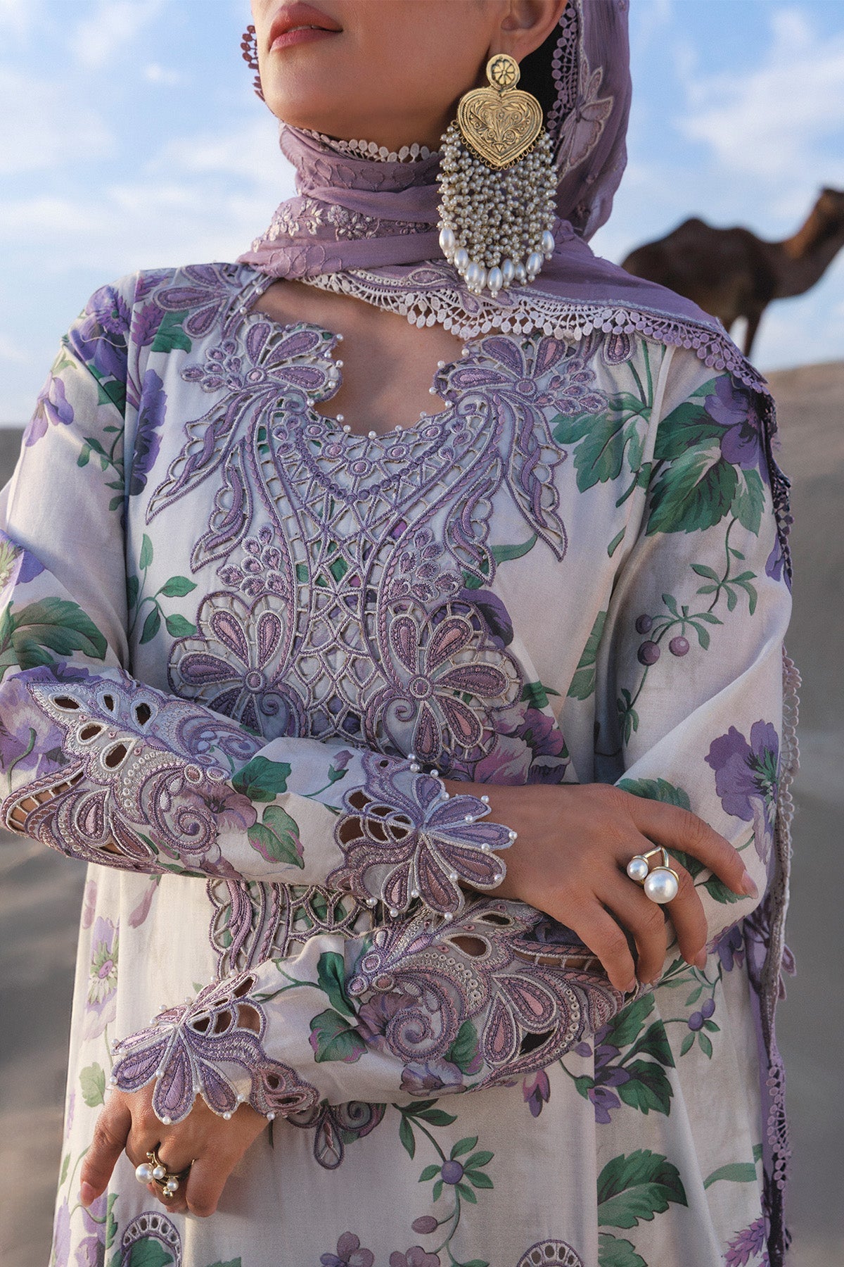Nureh | Aman Luxe | Amaris NE-231 - Luxury Dress - available at Maria Faisal in UK and USA.