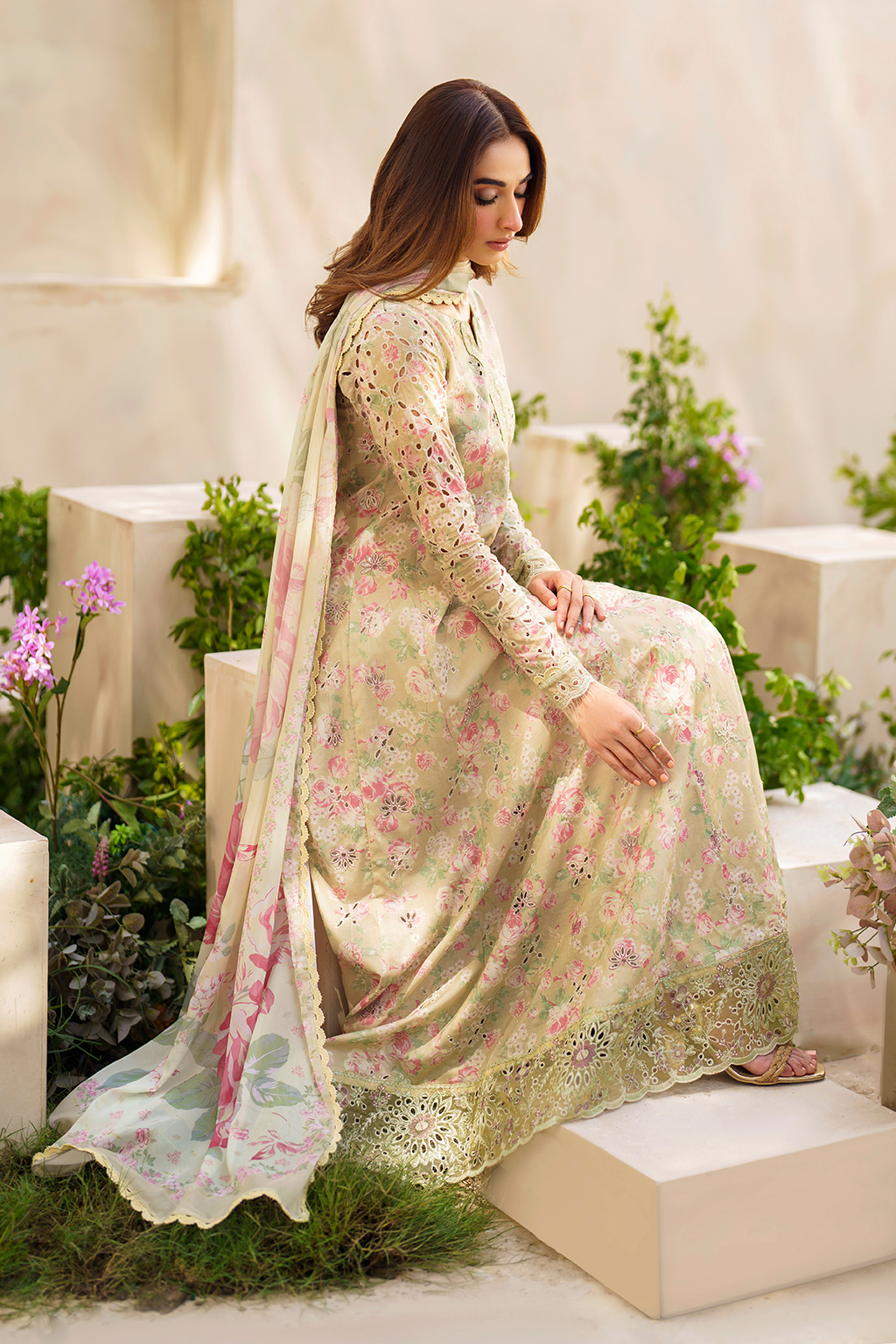 Iznik | Festive lawn 24 | SFL-05 - Designer Dress with Intricate embroidery and embellishments. Shop elegent wedding dress at Maria Faisal.