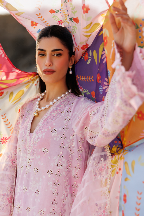 Emaan adeel | Sunlit Groove Luxury Lawn 26 | SUMMER SORBET - Luxury Dress - available at Maria Faisal in UK and USA.