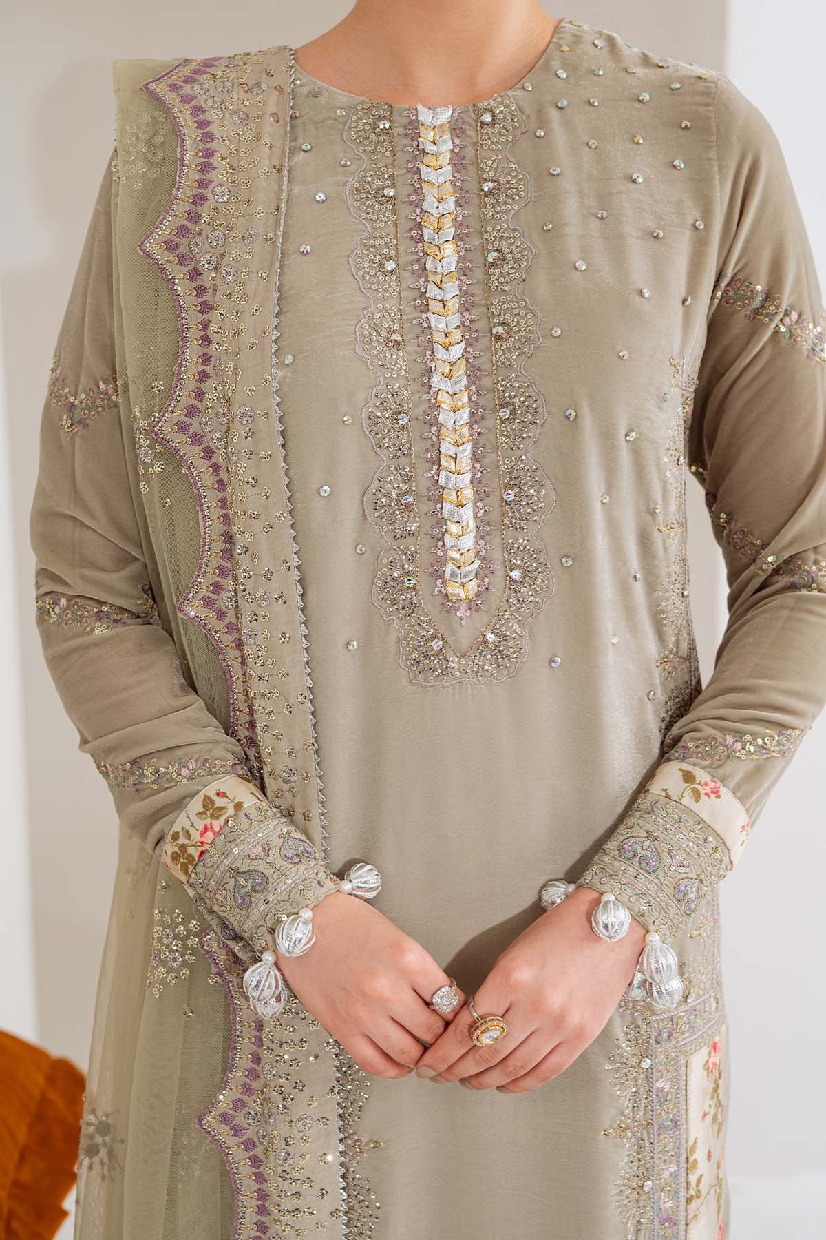 Nureh | Maya Velvet | NW-111 - Formal Dress - available at Maria Faisal in UK and USA.