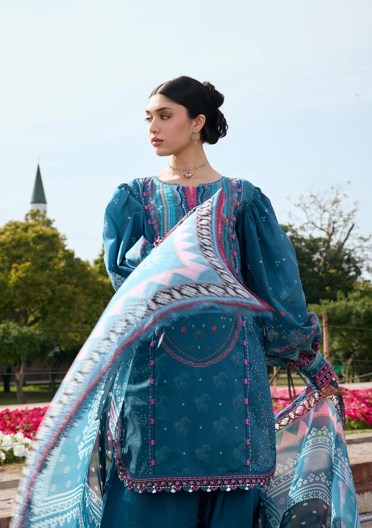 Kahf Premium | Prints Collection 26 | KPS-4A FALAK ARA - Luxury Dress - available at Maria Faisal in UK and USA.