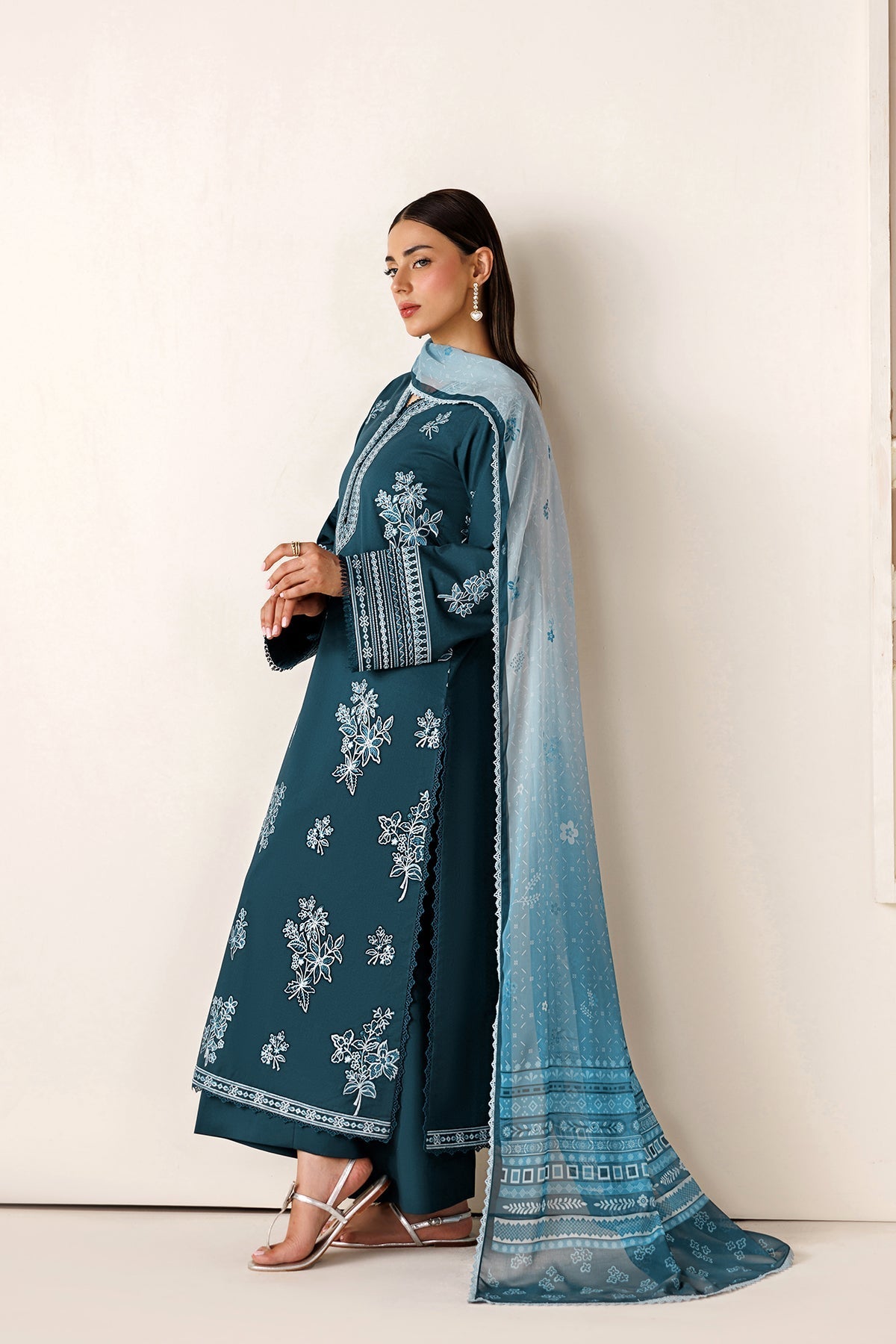 Farasha | Summer Melody 26 | Azure Frost - Casual Dress - available at Maria Faisal in UK and USA.