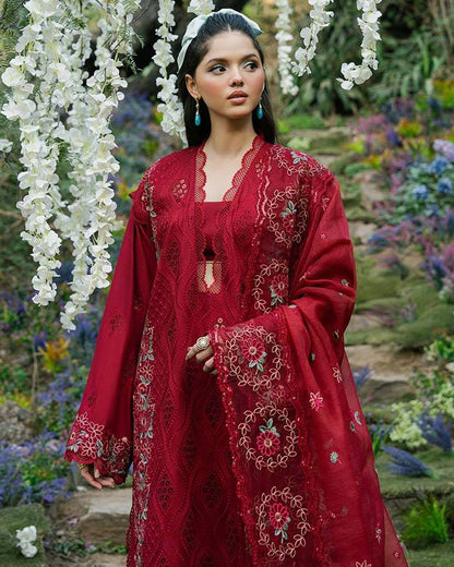 Zevk | Flora Festive Lawn | RED ROSE by Maria Faisal - Registered Vendor of : Zevk - type : Ladies Clothes - 100% original wedding dresses