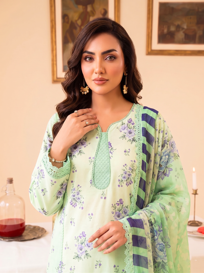 Faiza Faisal | FNF Printed Lawn | LEAF LUSH - Casual Dress - available at Maria Faisal in UK and USA.
