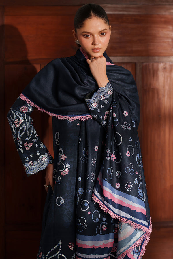 Farasha | Meline Premium Viscose 25 | Night Oak - Luxury Dress - available at Maria Faisal in UK and USA.