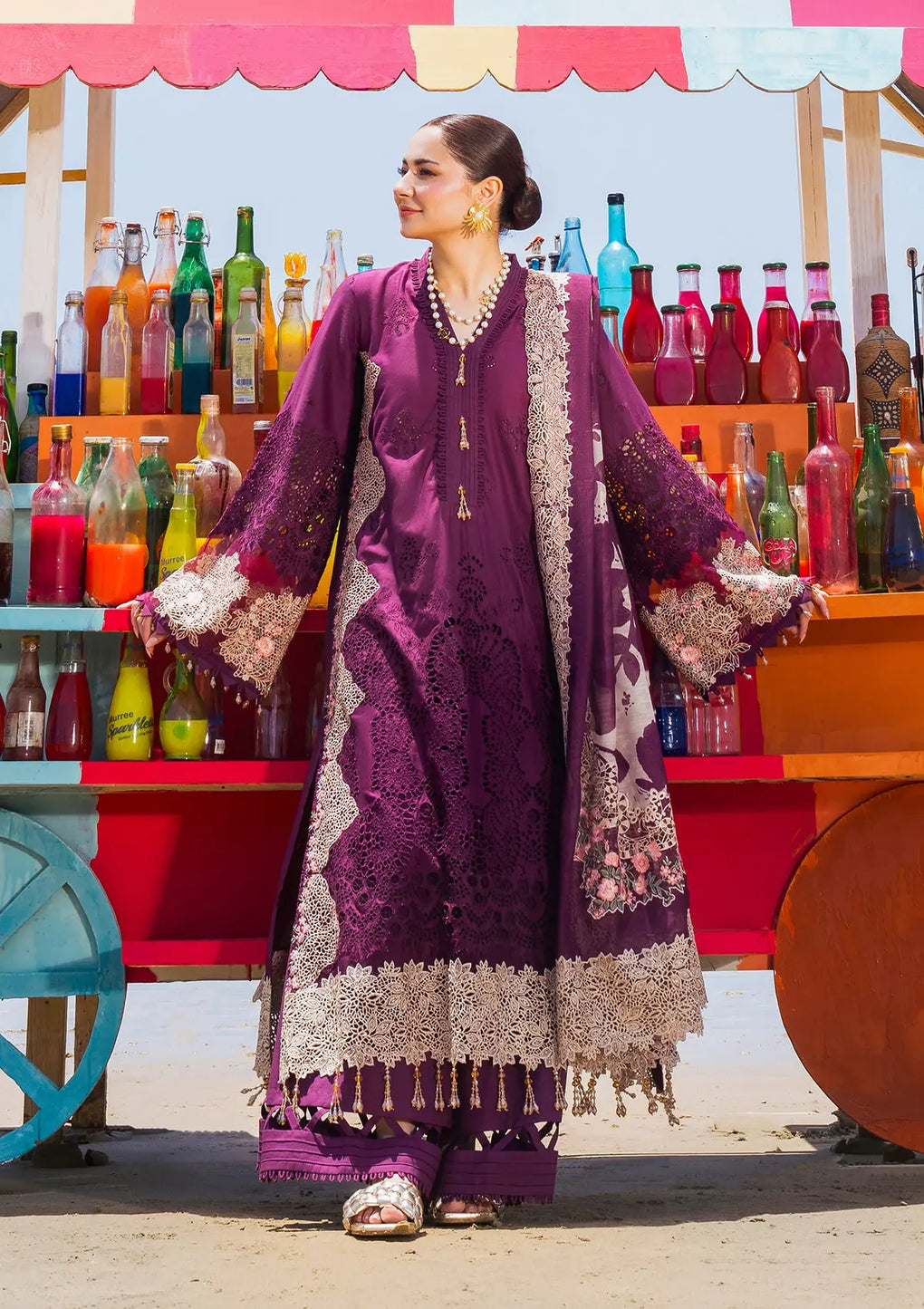 Elaf Premium | Hai Kuch Festive Lawn 24 | EHK-06 Hania - Designer Dress with Intricate embroidery and embellishments. Shop elegent wedding dress at Maria Faisal.