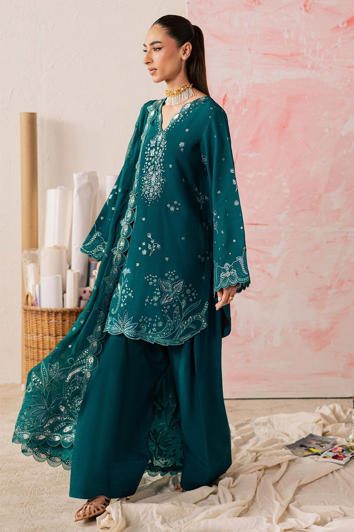 Nureh | Shades of Summer | NP-761 - Luxury Dress - available at Maria Faisal in UK and USA.