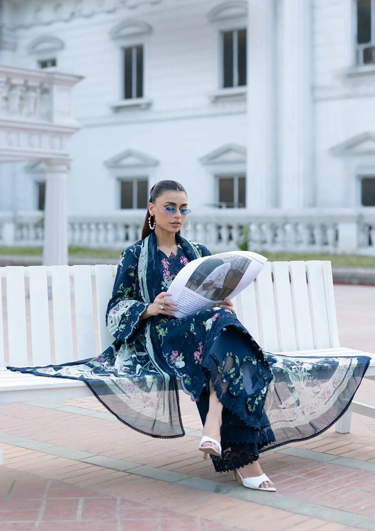 Elaf Premium | Signature Embroidered Lawn with Chiffon Collection 26 | ESG-3A MARIEL - Luxury Dress - available at Maria Faisal in UK and USA.