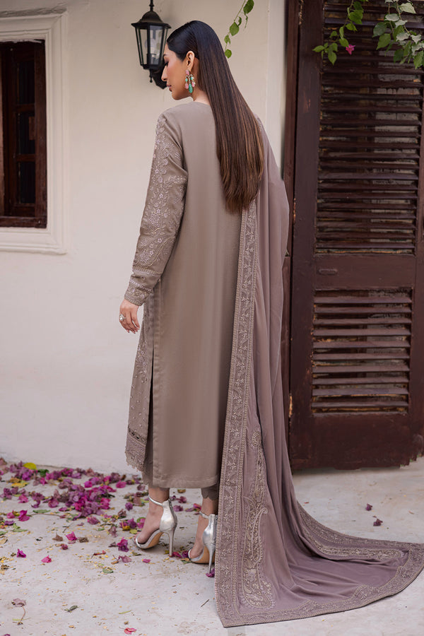 NE-201 – authentic Pakistani dress from the Exclusive Leather Peach collection for women in the UK