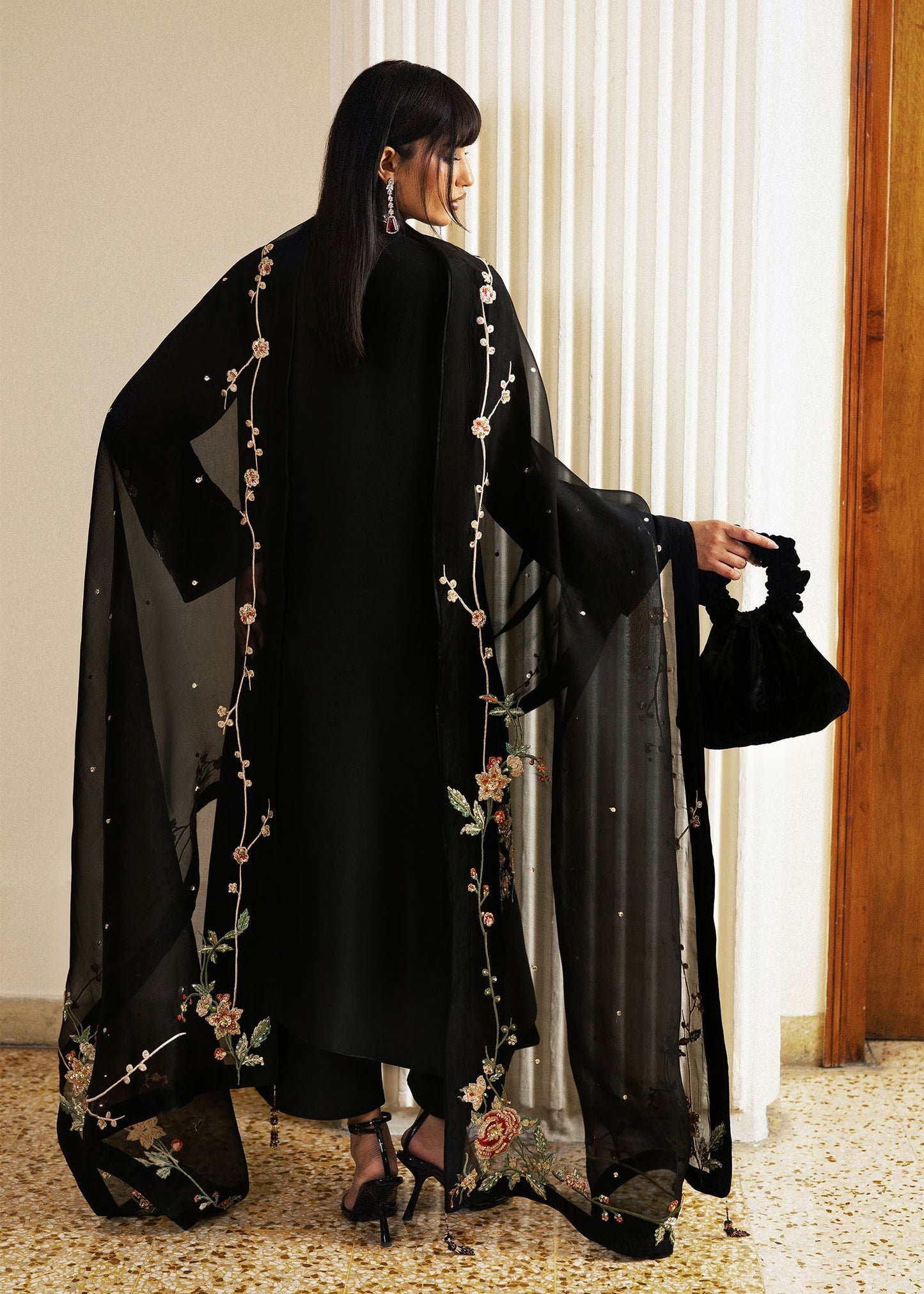 Hussain Rehar | Luxury Pret 26 | Sitara Noir - Luxury Dress - available at Maria Faisal in UK and USA.