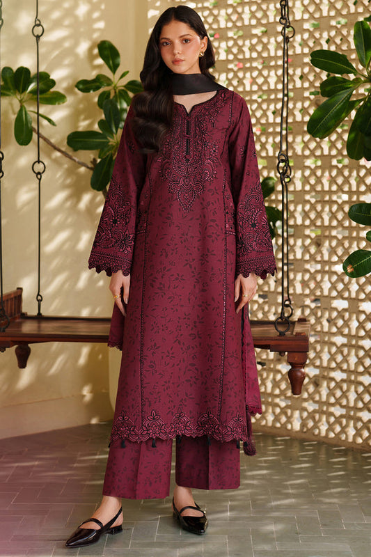 Farasha | Meline Premium Viscose 25 | Sable Bloom - Luxury Dress - available at Maria Faisal in UK and USA.