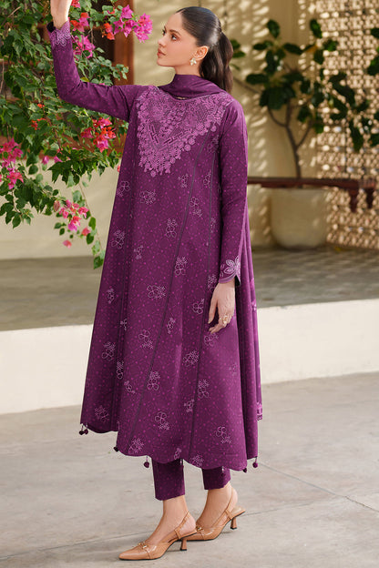 Farasha | Meline Premium Viscose 25 | Wild Plum - Luxury Dress - available at Maria Faisal in UK and USA.
