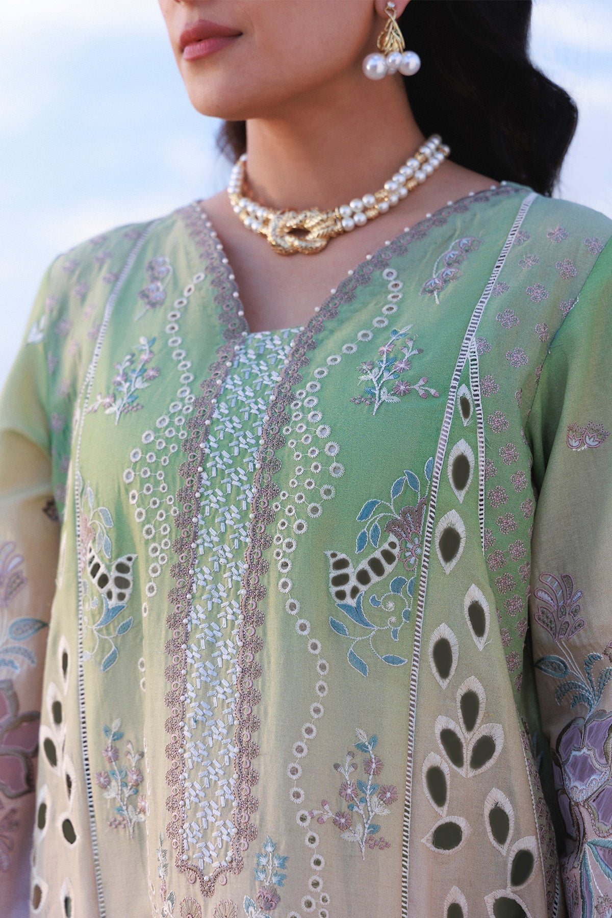 Nureh | Aman Luxe | Emelfie NE-228 - Luxury Dress - available at Maria Faisal in UK and USA.
