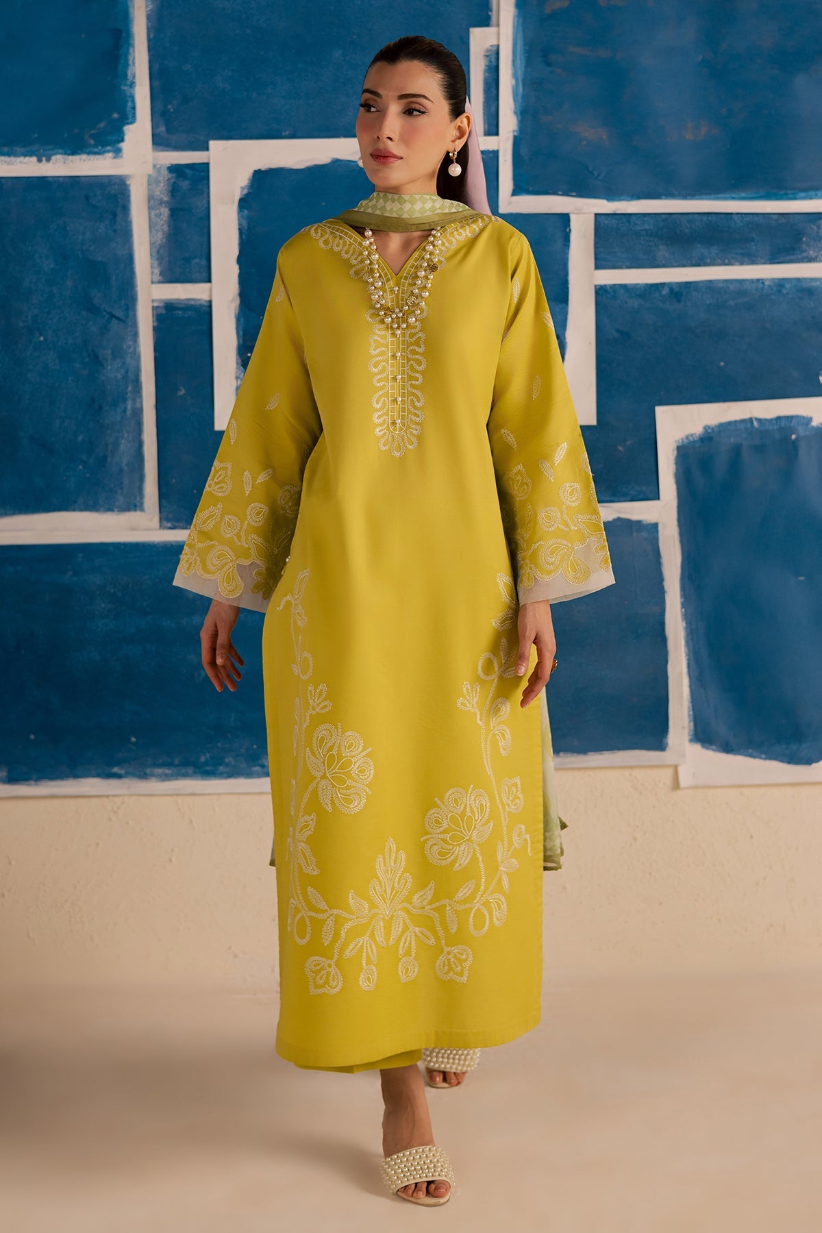 Nureh | Shades of Summer | NP-780 - Luxury Dress - available at Maria Faisal in UK and USA.