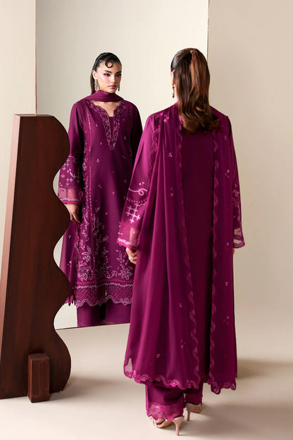 Azure | Luxury Lawn 26 | Grovy Garnet - Luxury Dress - available at Maria Faisal in UK and USA.