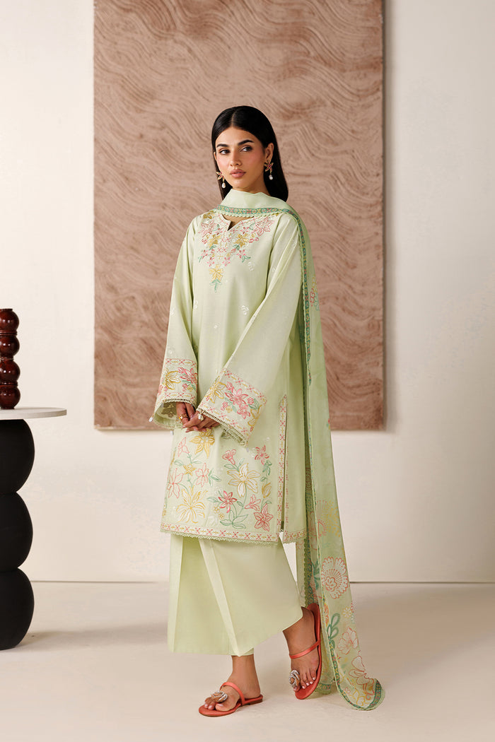 Farasha | Summer Melody 26 | Velvet Sage - Casual Dress - available at Maria Faisal in UK and USA.