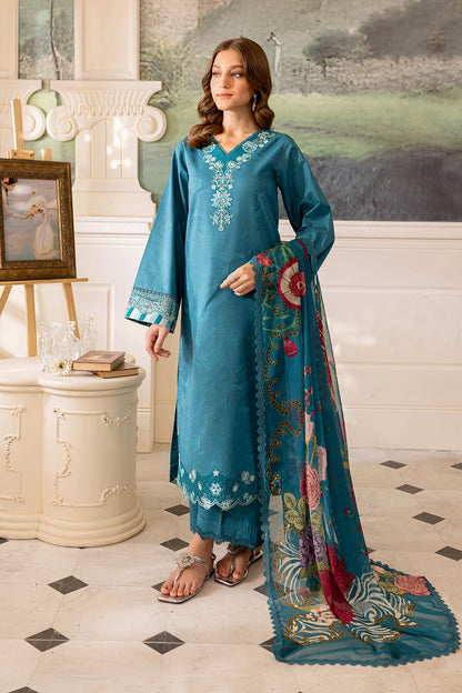 Farasha | Seraya Lawn 24 | PERIWINKLE - Designer Dress with Intricate embroidery and embellishments. Shop elegent wedding dress at Maria Faisal.