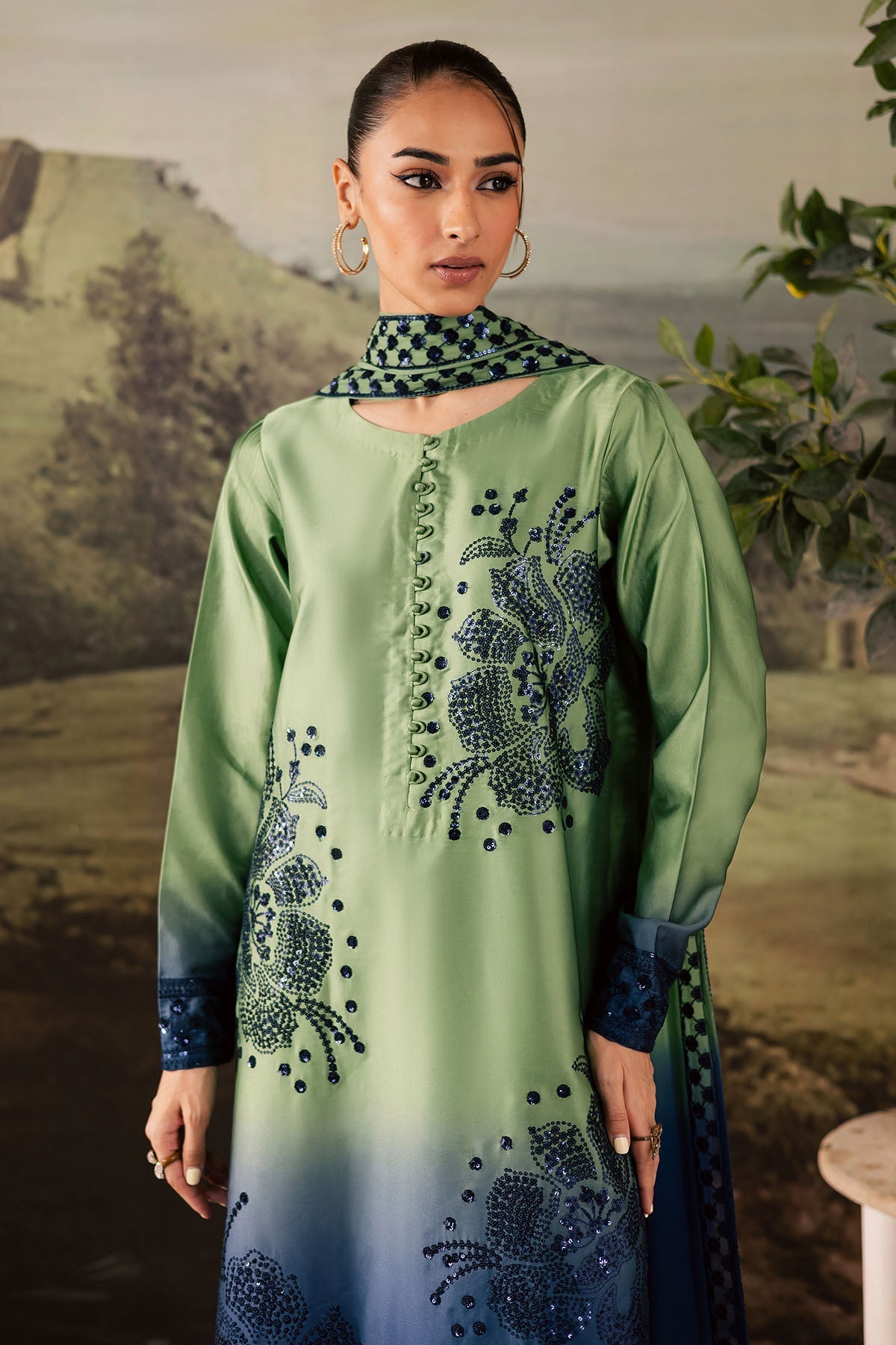 Nureh | Shades of Winter | NP-677 - Casual Dress - available at Maria Faisal in UK and USA.