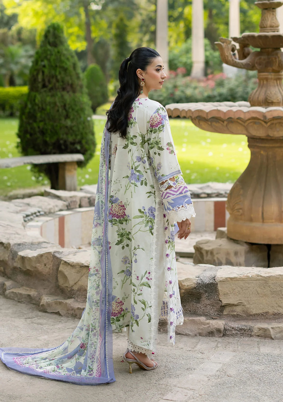 Elaf Premium | Signature Embroidered Lawn with Chiffon Collection 26 | ESG-3B KATIE - Luxury Dress - available at Maria Faisal in UK and USA.