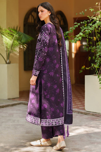 Farasha | Meline Premium Viscose 25 | Plum Powder - Luxury Dress - available at Maria Faisal in UK and USA.