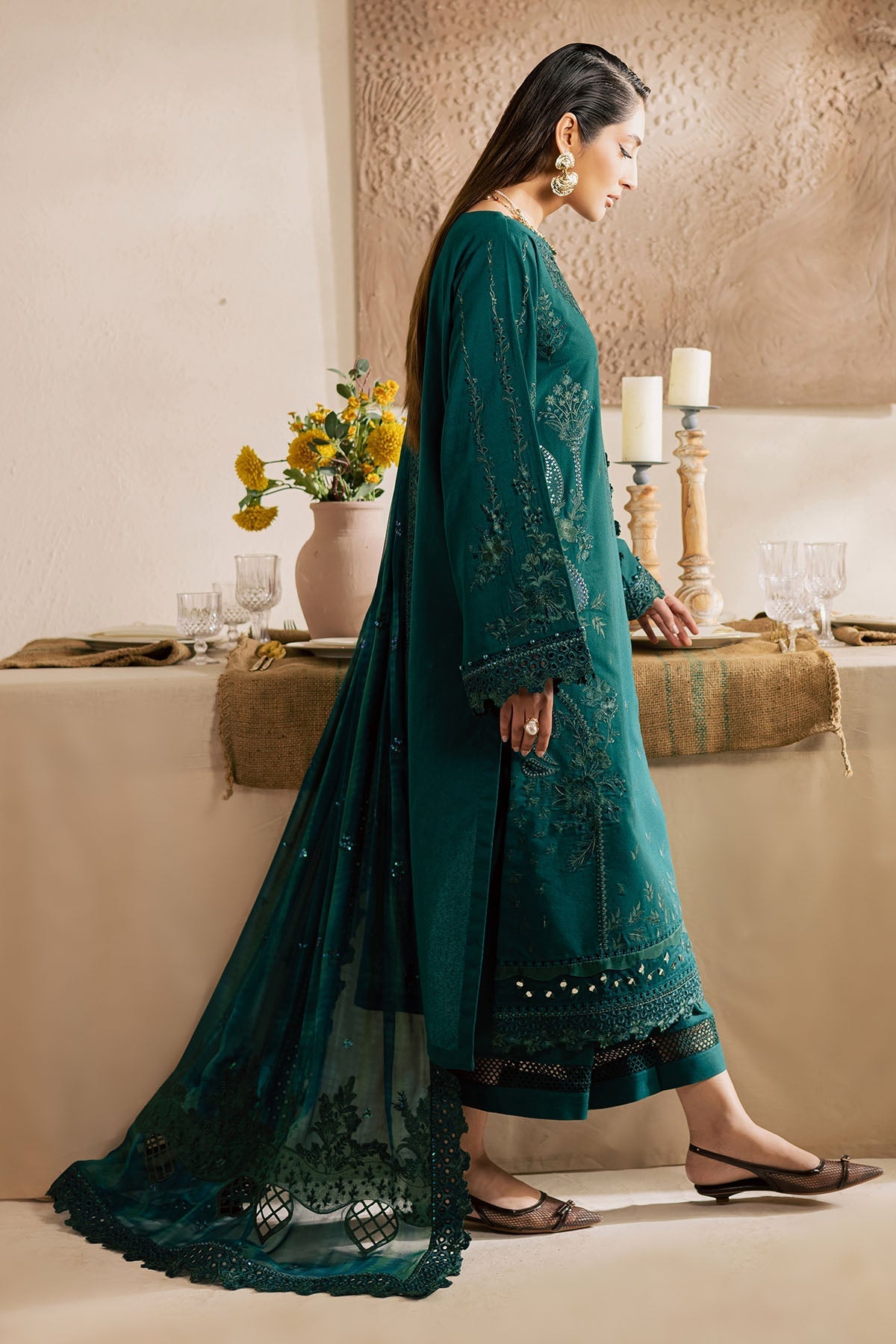 Nureh | Karandi Collection | NE-220 - Luxury Dress - available at Maria Faisal in UK and USA.