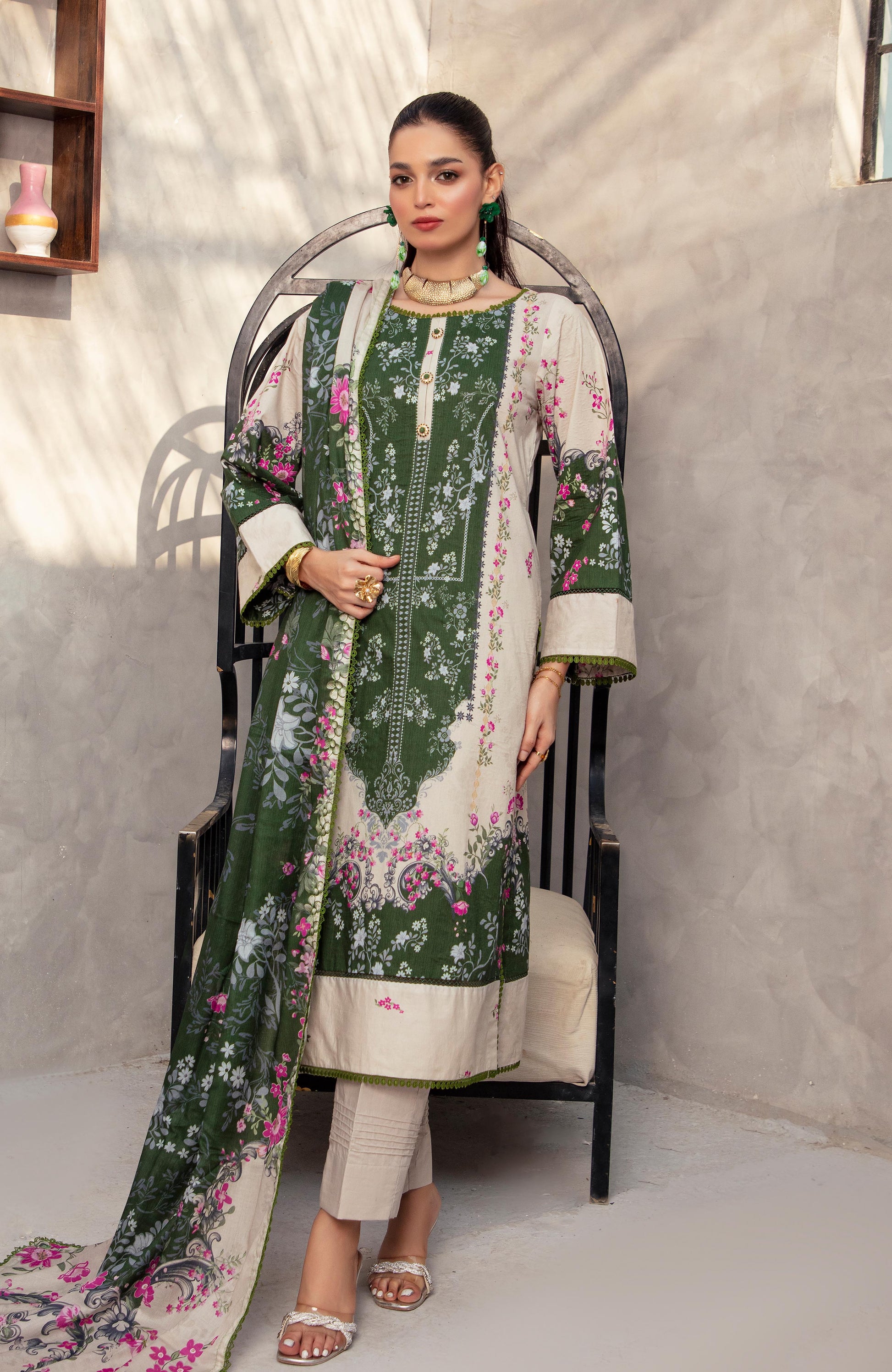 Alzohaib | Digital Printed Cambric | Colors Digital Cambric 3 Piece-CDC-2-25-07 - Ladies Clothes - Maria Faisal