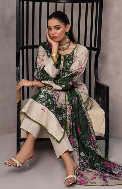 Alzohaib | Digital Printed Cambric | Colors Digital Cambric 3 Piece-CDC-2-25-07 - Ladies Clothes - Maria Faisal