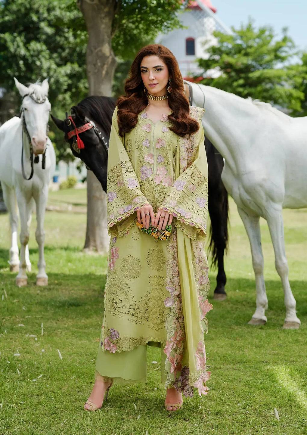 Elaf Premium | Luxury Lawn 25 | ELH-1A PISTACIA by Maria Faisal - Registered Vendor of : Elaf Premium - type : Ladies Clothes - 100% original wedding dresses