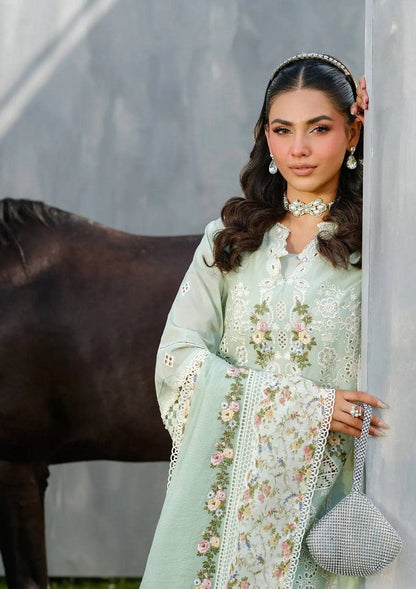Elaf Premium | Luxury Lawn 25 | ELH-4B FROSTEL by Maria Faisal - Registered Vendor of : Elaf Premium - type : Ladies Clothes - 100% original wedding dresses