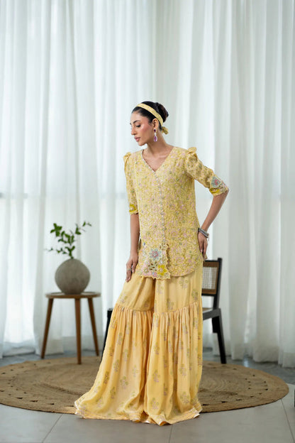 Wahaj M Khan | Sanam Luxe |Buttercup Sanam GS - Luxury Dress - available at Maria Faisal in UK and USA.