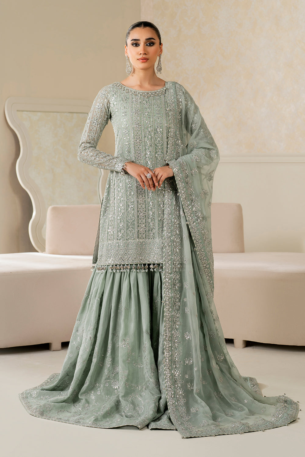 Baroque | Formals Collection | EMBROIDERED CHIFFON UF-4160 - Formal Dress - available at Maria Faisal in UK and USA.
