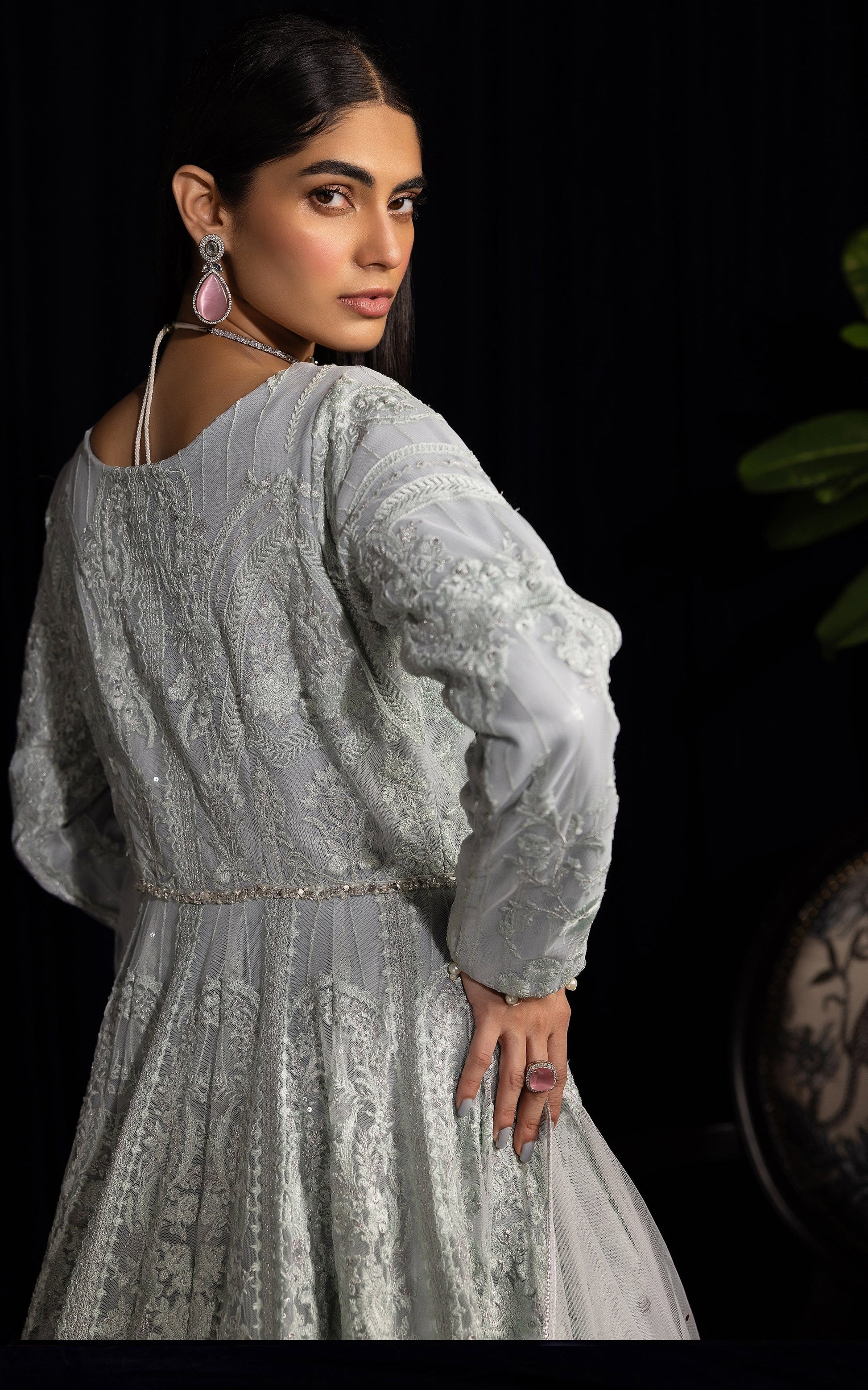 Threads and Motifs | Formal Dresses 25 | Net Embroidered Maxi - Ladies Clothes - Maria Faisal