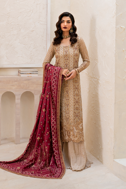 Iznik | Chinnon Chiffon | CC-44 Embroidered Chiffon - Ladies Clothes - Maria Faisal