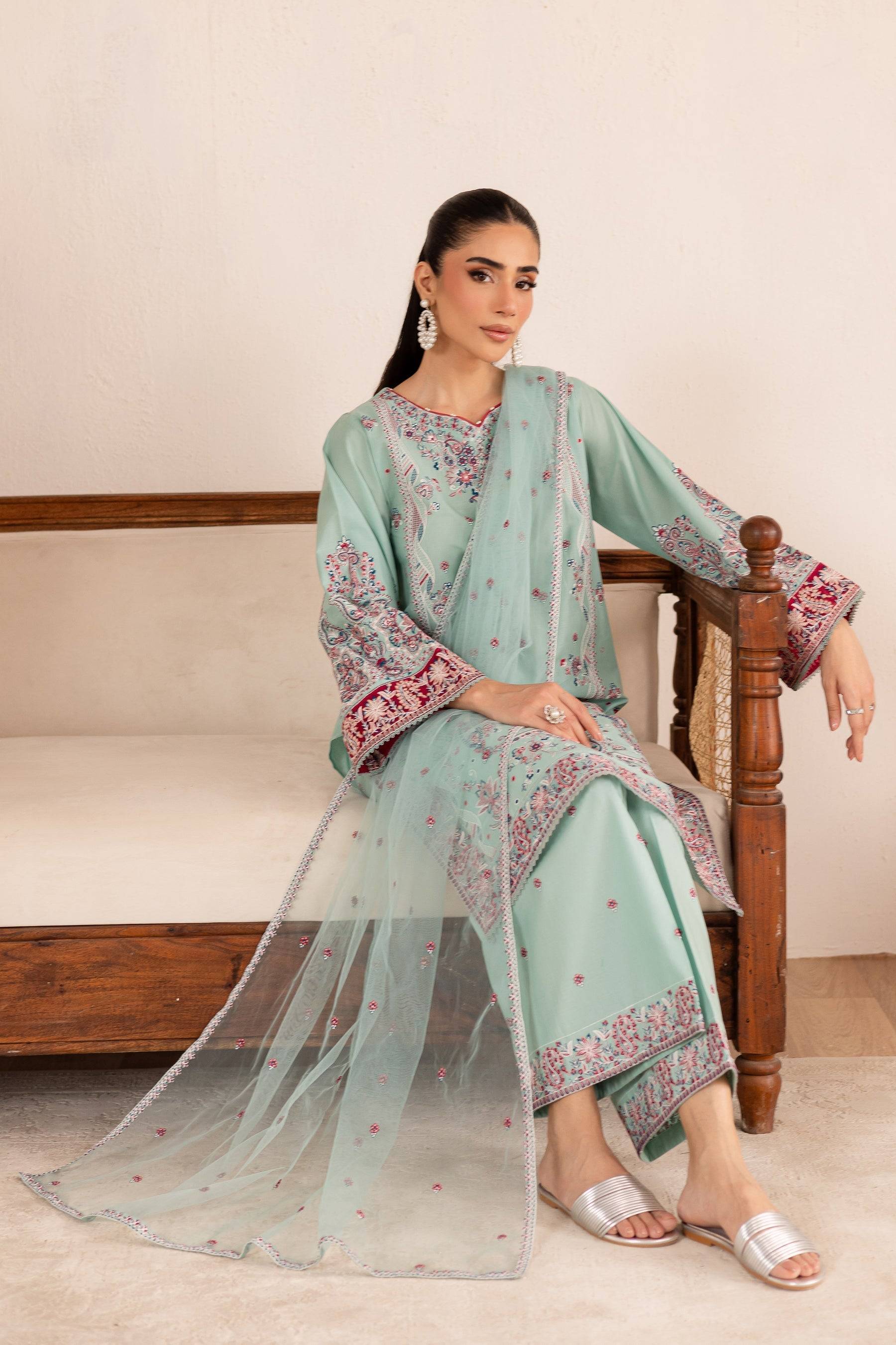 Batik | Nyra Embroidered Summer Solids | Zen by Maria Faisal - Registered Vendor of : Batik - type : Ladies Clothes - 100% original wedding dresses