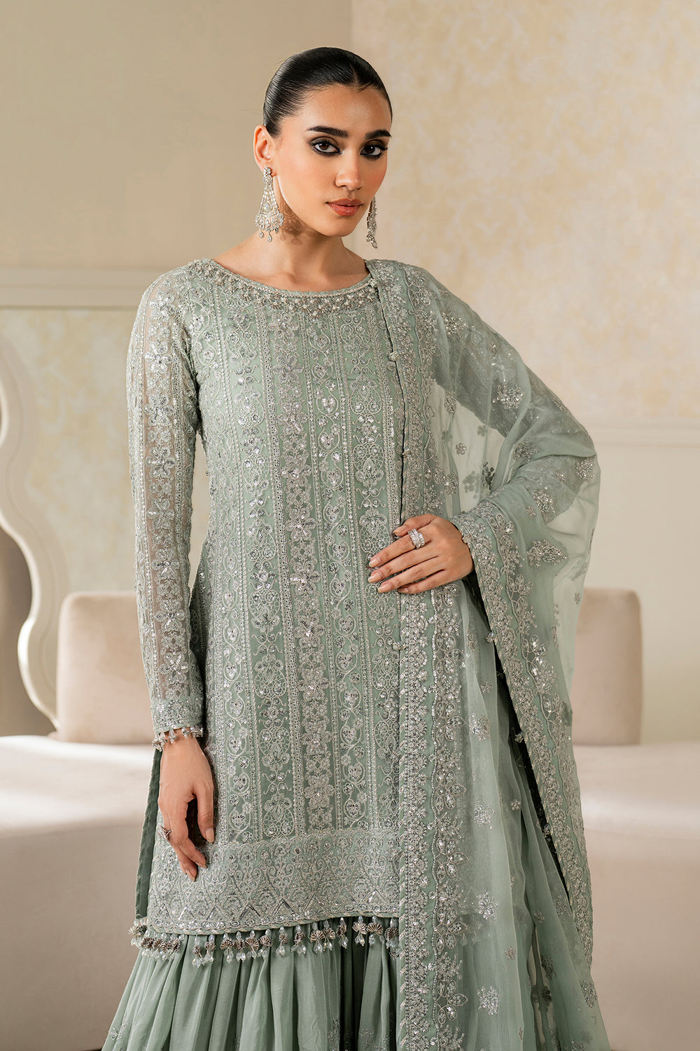 Baroque | Formals Collection | EMBROIDERED CHIFFON UF-4160 - Formal Dress - available at Maria Faisal in UK and USA.