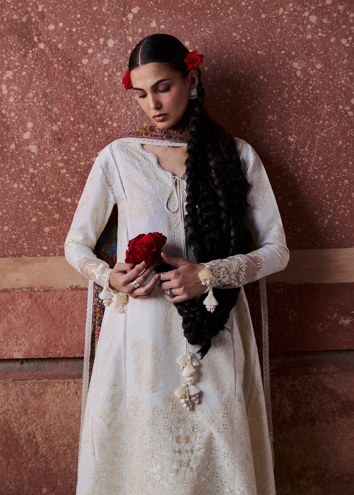 Hussain Rehar | Zan SS26 | Sefi - Luxury Dress - available at Maria Faisal in UK and USA.