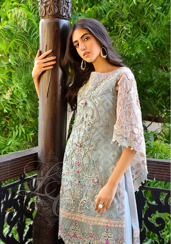 Layla Chatoor | Luxury Pret | Powder Blue - Luxury Dress - available at Maria Faisal in UK and USA.