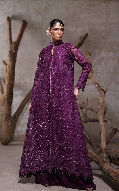 Threads and Motifs | Formal Dresses 25 | Organza Embroidered Jacket With Crushed Trouser - Ladies Clothes - Maria Faisal