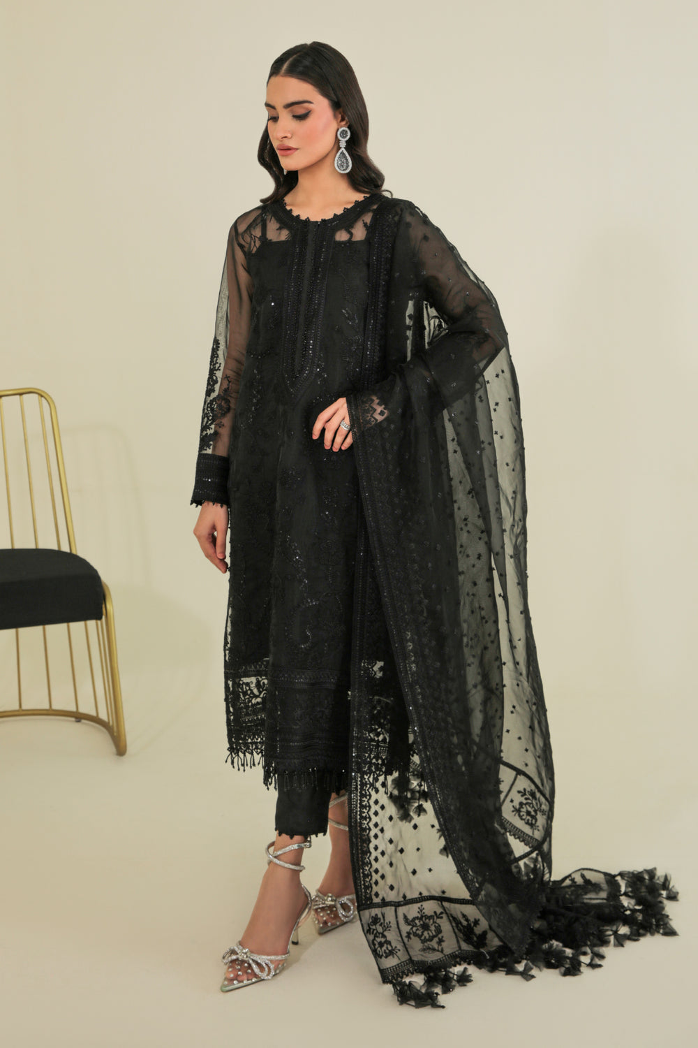 Baroque | Formals Collection | EMBROIDERED ORGANZA UF-235 - Formal Dress - available at Maria Faisal in UK and USA.