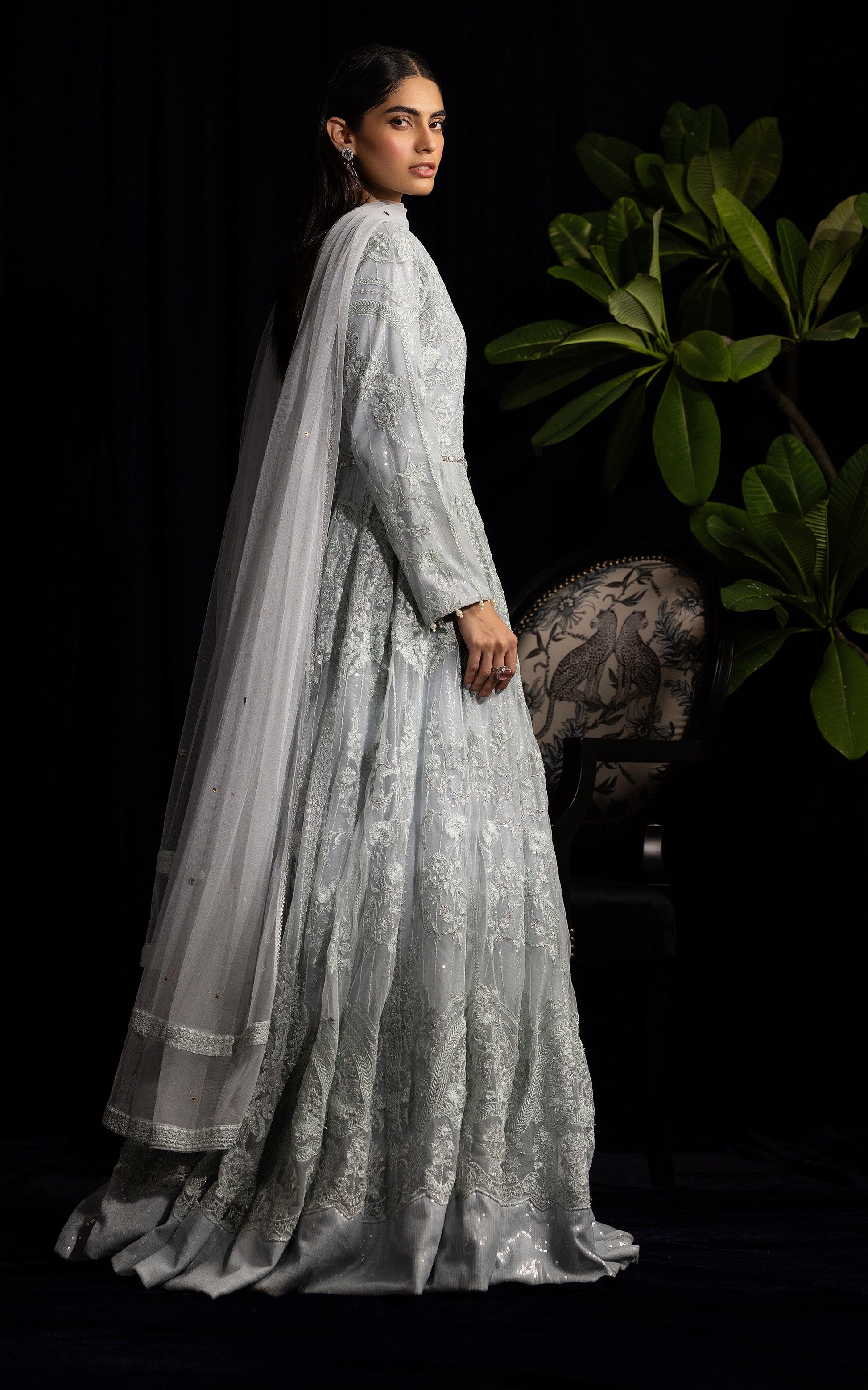 Threads and Motifs | Formal Dresses 25 | Net Embroidered Maxi - Ladies Clothes - Maria Faisal