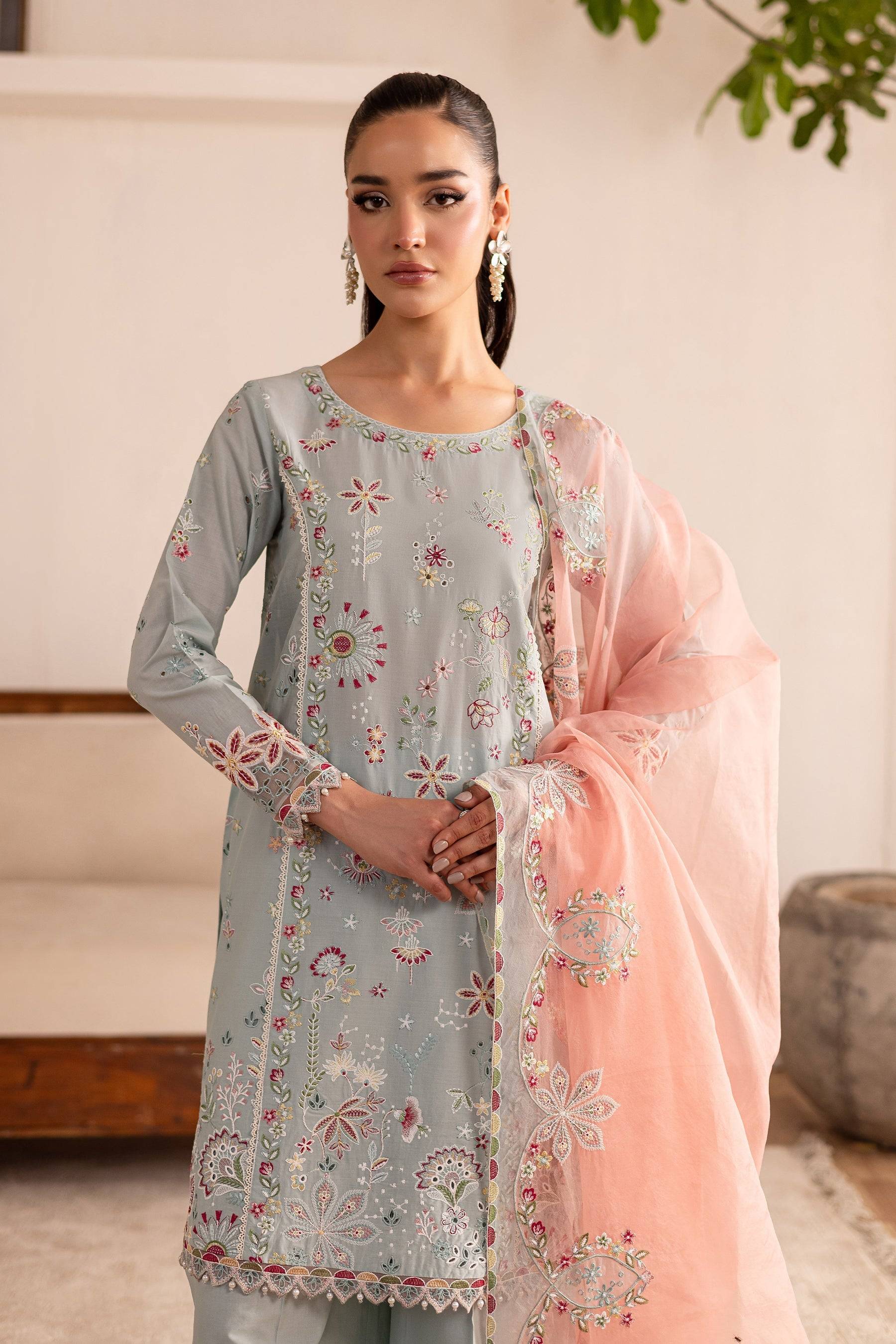 Batik | Nyra Embroidered Summer Solids | Across The Ocean by Maria Faisal - Registered Vendor of : Batik - type : Ladies Clothes - 100% original wedding dresses