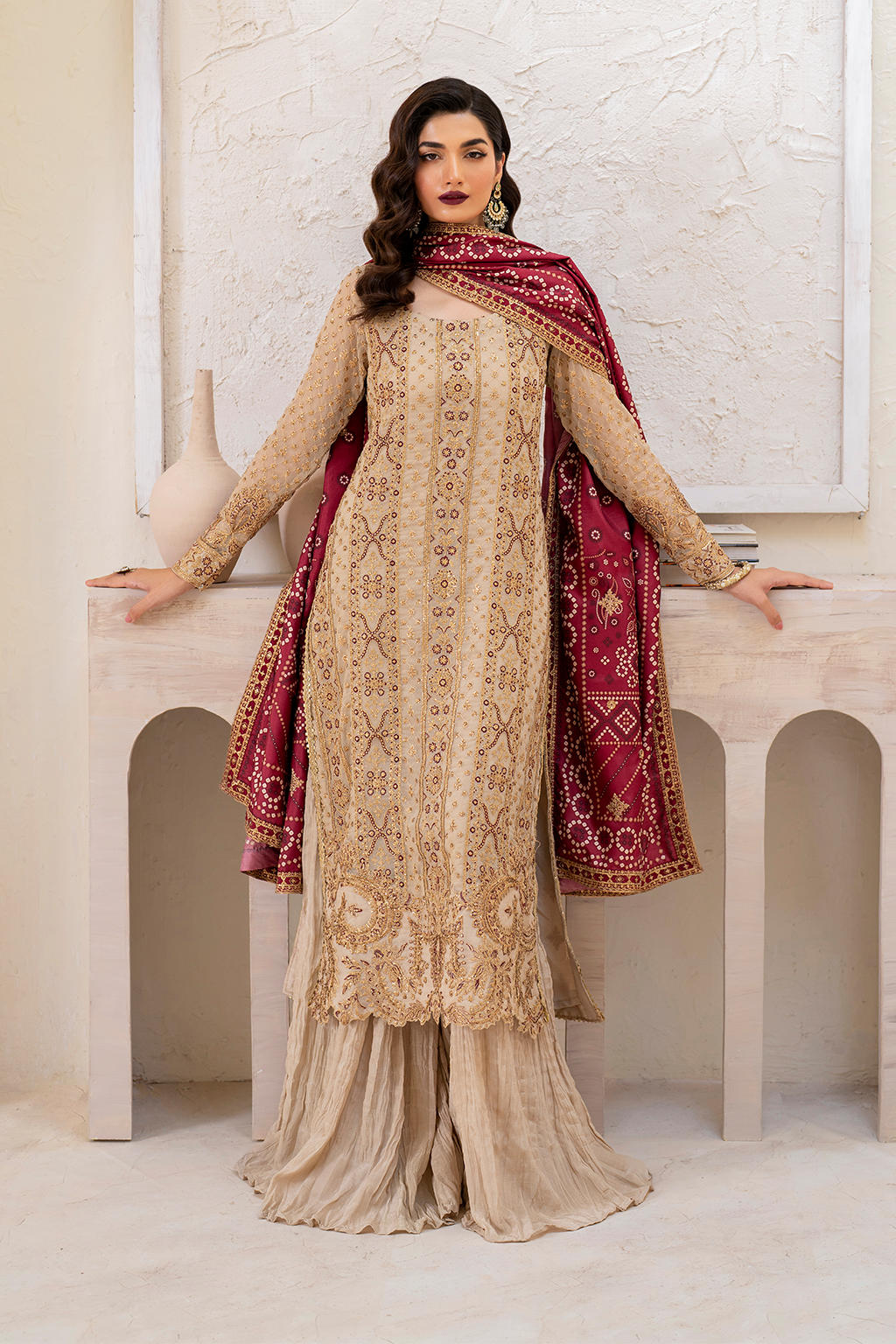 Iznik | Chinnon Chiffon | CC-44 Embroidered Chiffon - Ladies Clothes - Maria Faisal