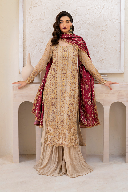 Iznik | Chinnon Chiffon | CC-44 Embroidered Chiffon - Ladies Clothes - Maria Faisal