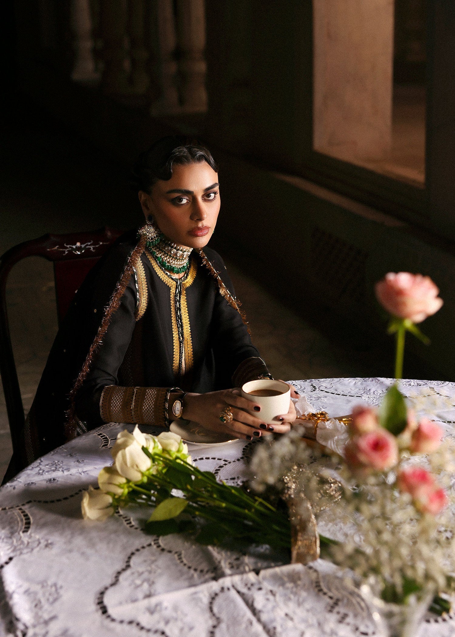 Hussain Rehar | Luxury Pret AW 25 | Noctira - Formal Dress - available at Maria Faisal in UK and USA.