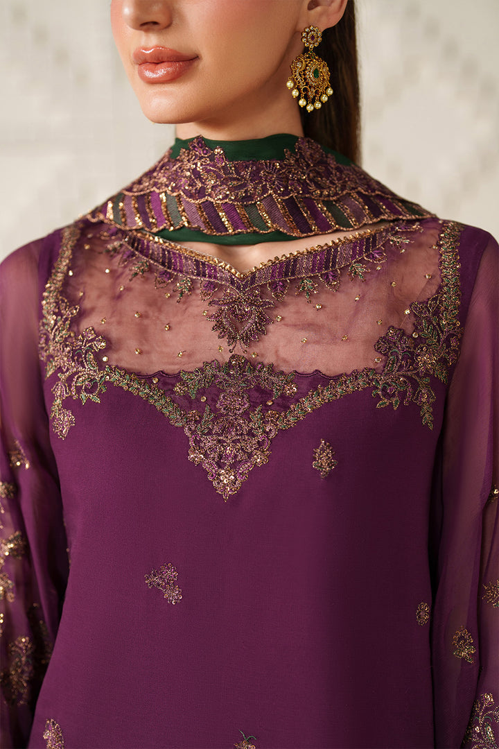 Iznik | Chinon Chiffon | UE-624 - Dress - available at Maria Faisal in UK and USA.