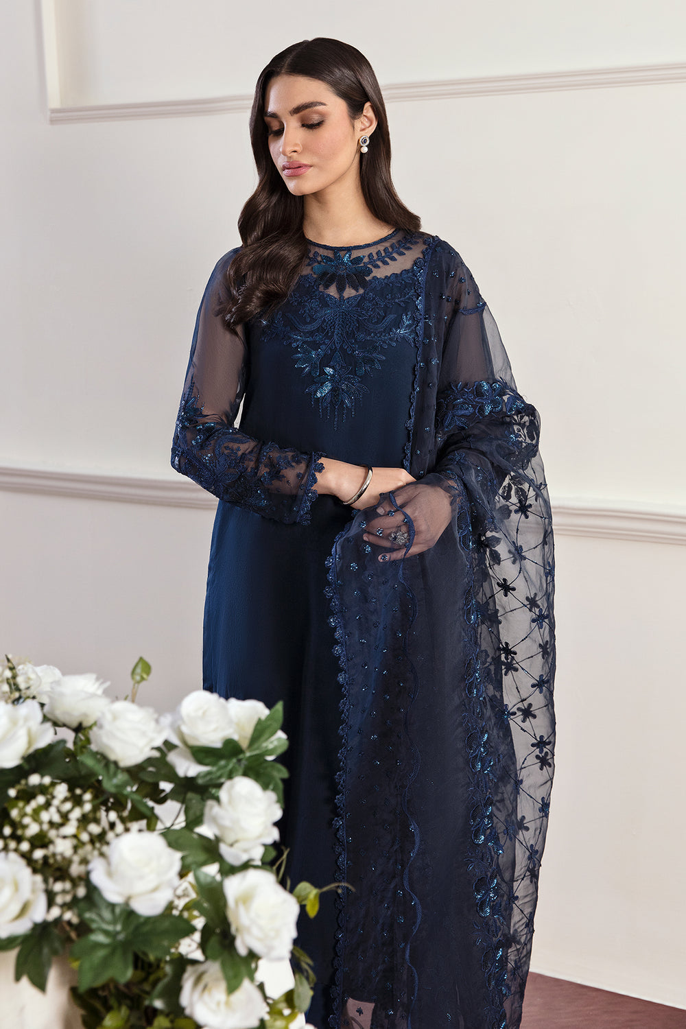 Baroque | Formals Collection | EMBROIDERED CHIFFON UF-292 - Formal Dress - available at Maria Faisal in UK and USA.