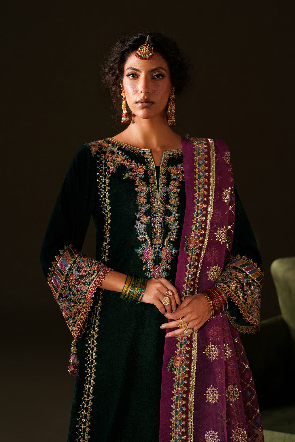 Iznik | Velvet 25 | IV-74 Embroidered Velvet - Formal Dress - available at Maria Faisal in UK and USA.