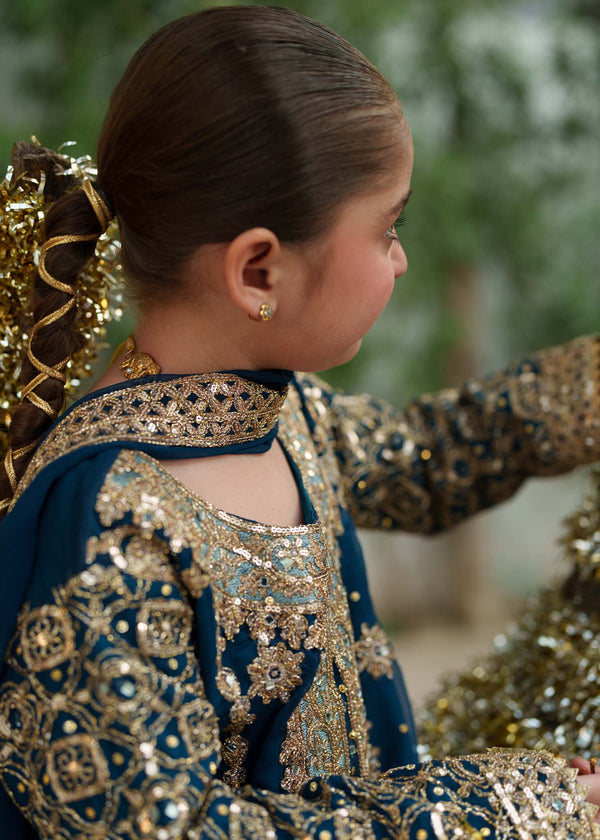 3 Piece Embroidered Chiffon Suit - Kids Clothing - available at Maria Faisal in UK and USA.